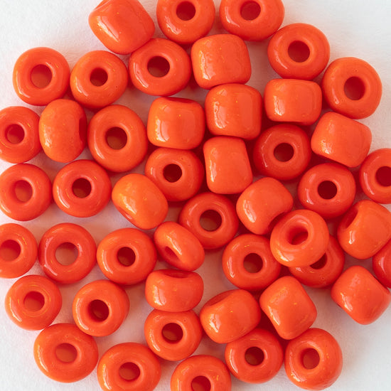 Size 31 Glass Seed Beads - Opaque Orange - 50 beads