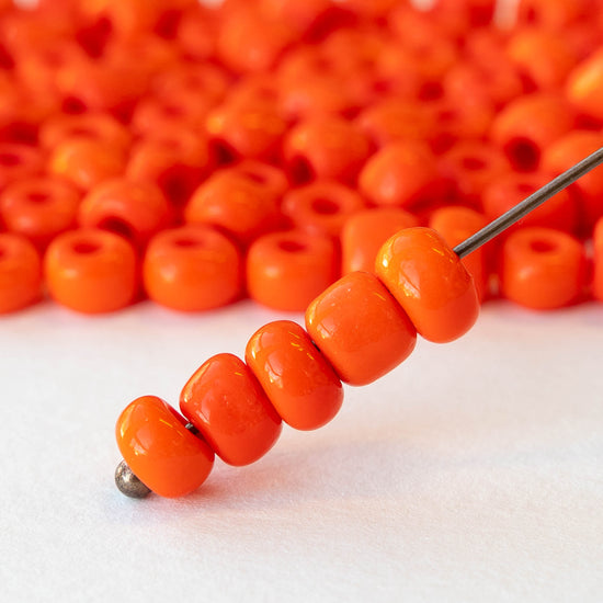 Size 31 Glass Seed Beads - Opaque Orange - 50 beads