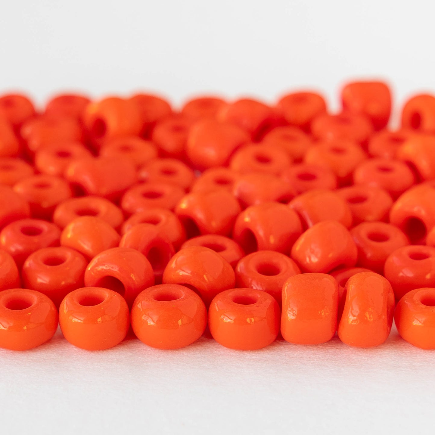 Size 31 Glass Seed Beads - Opaque Orange - 50 beads