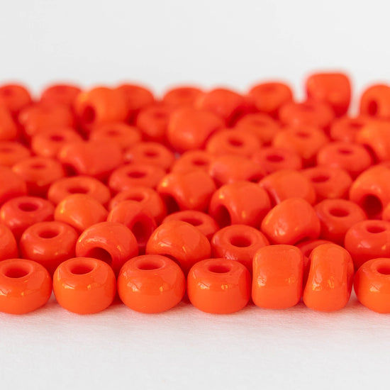 Size 31 Glass Seed Beads - Opaque Orange - 50 beads