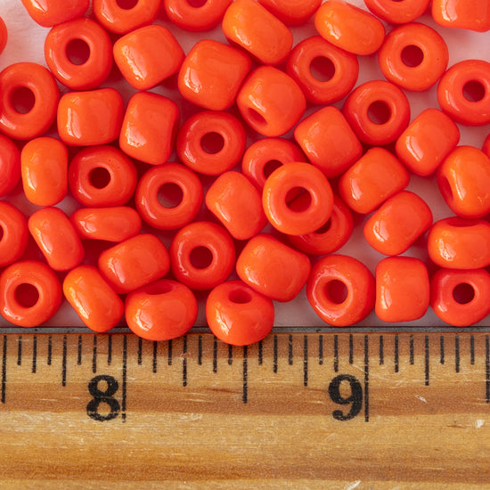 Size 31 Glass Seed Beads - Opaque Orange - 50 beads