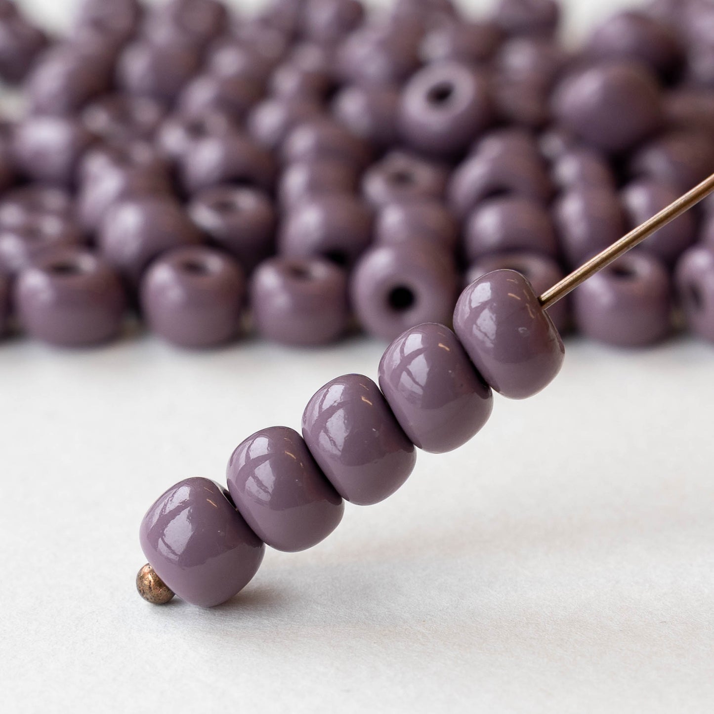 Size 33 Glass Seed Beads - Opaque Light Amethyst  - 20 beads