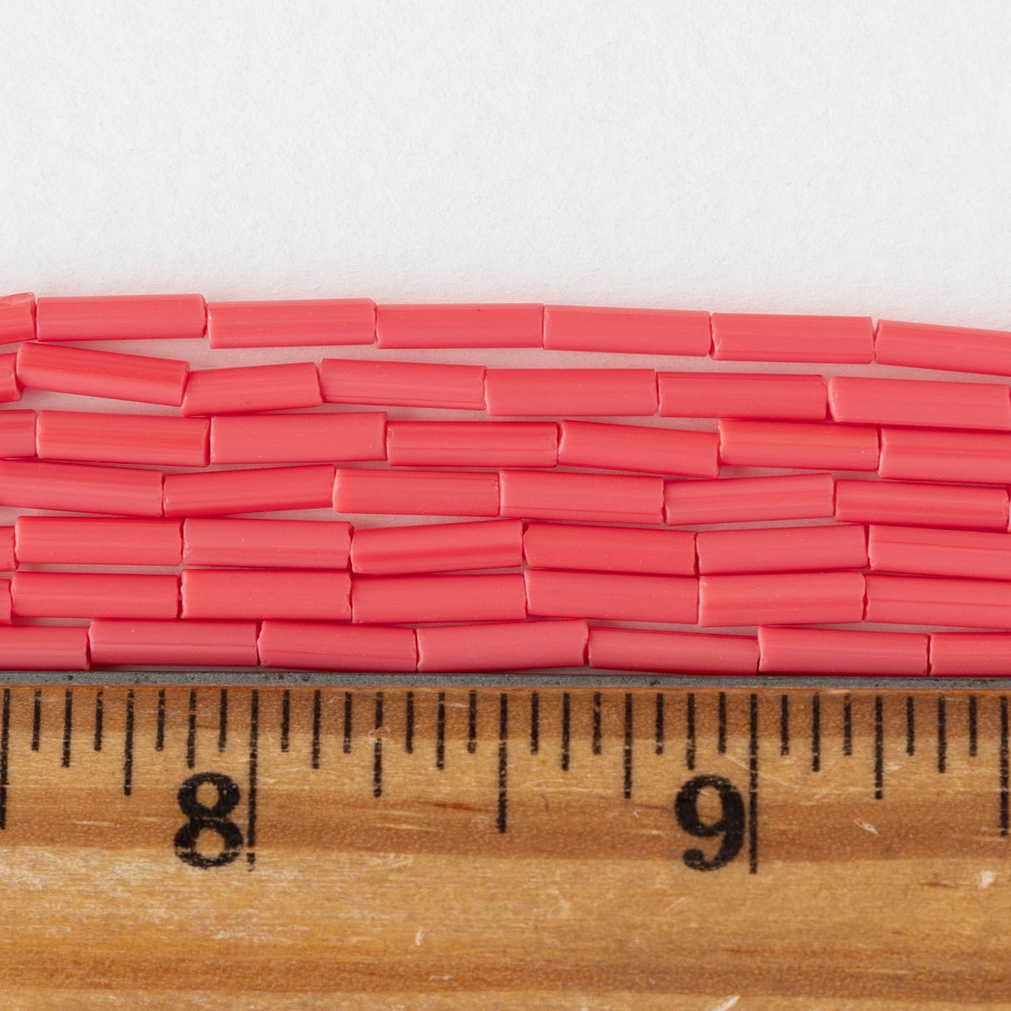 Size 4 Bugle Beads - Opaque Pink Coral - 4 strands ~240 beads