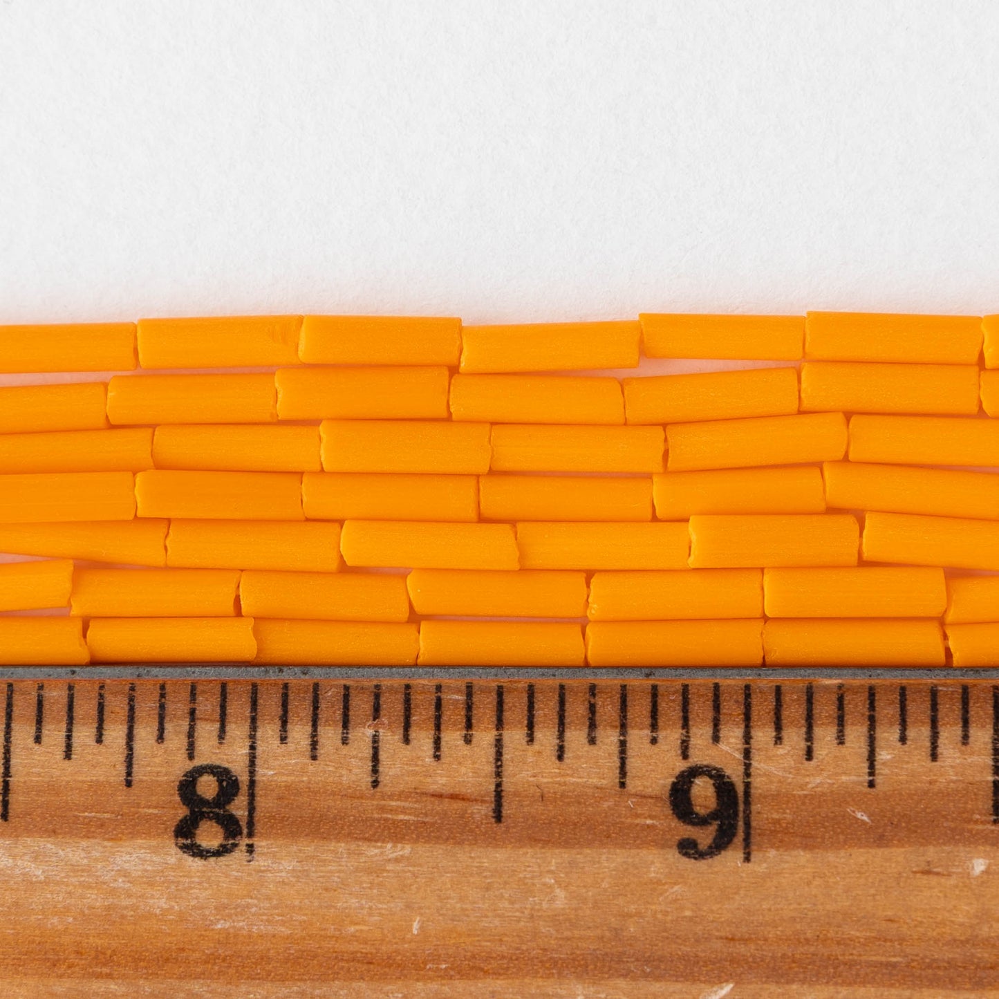 Size 4 Bugle Beads - Opaque Yellow Orange - 4 strands ~240 beads