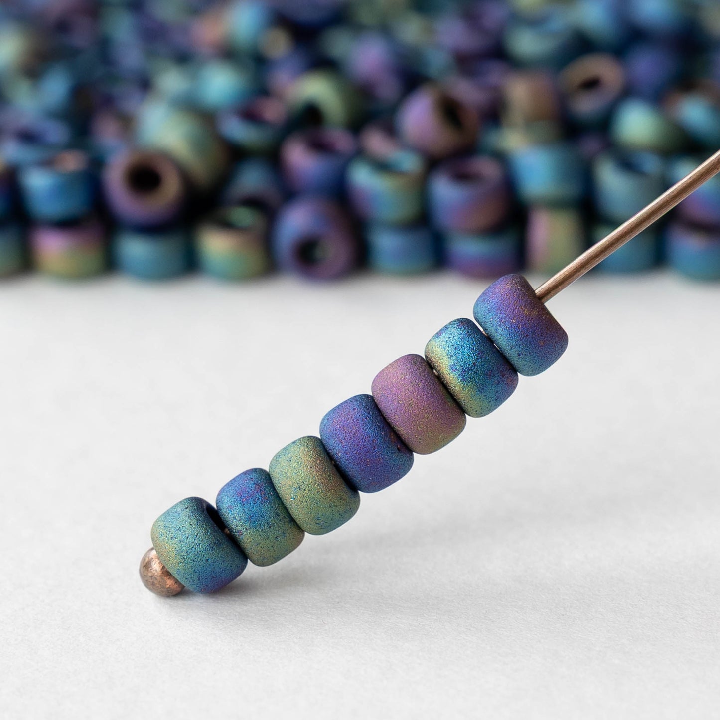 5/0 Glass Seed Beads - Blue Iris Matte - 10 or 20 grams