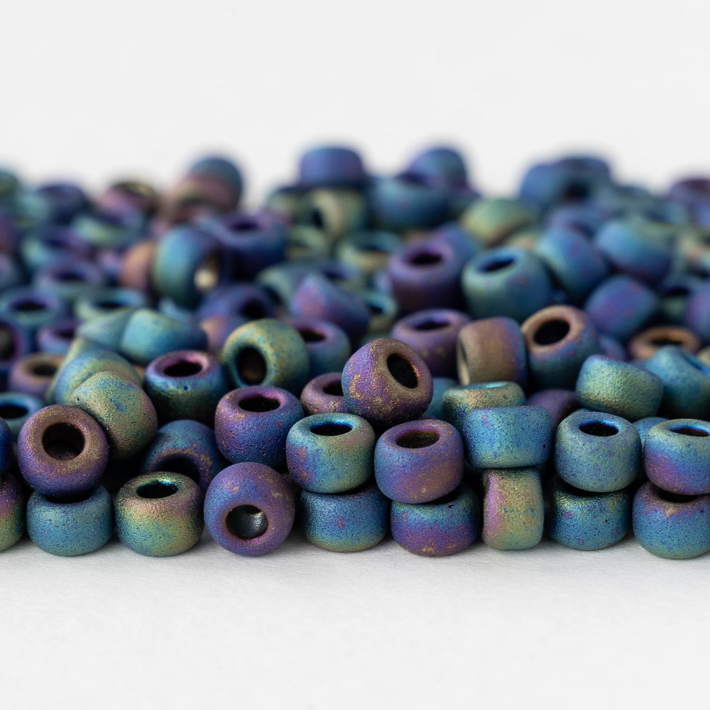 5/0 Glass Seed Beads - Blue Iris Matte - 10 or 20 grams