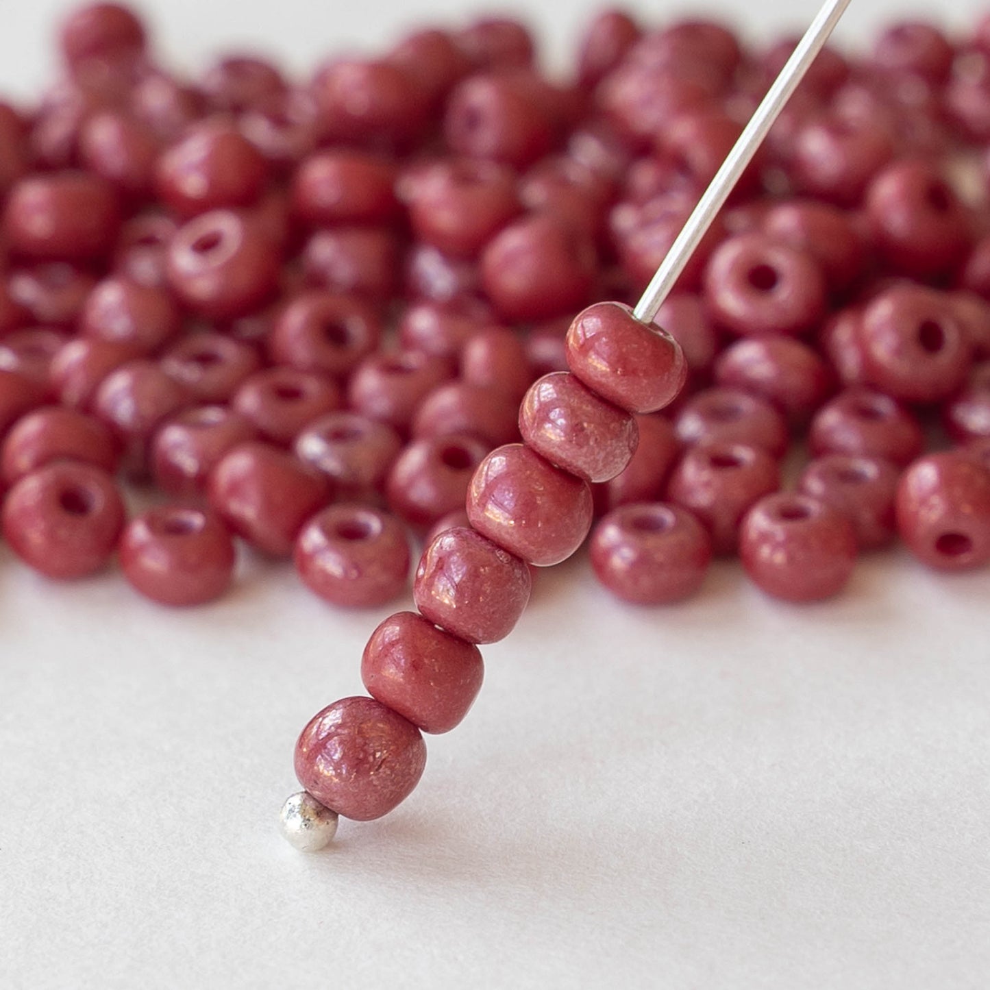6/0 Seed Beads - Red Opaque Luster - 2 Strands