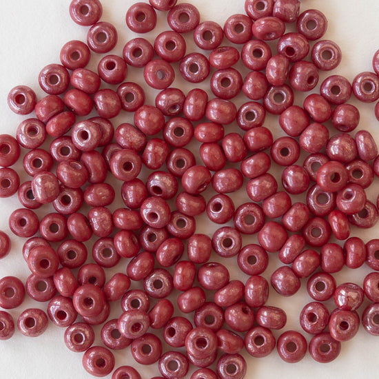 6/0 Seed Beads - Red Opaque Luster - 2 Strands