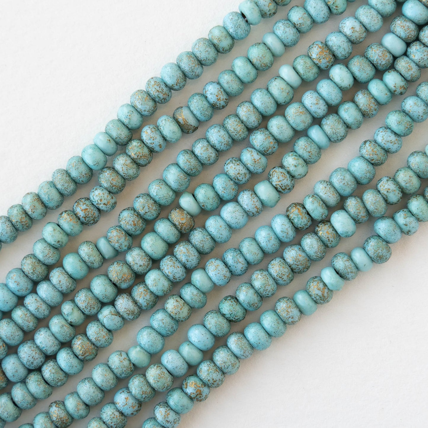 Size 6 Seed Beads - Opaque Aqua with Gold Dust - Choose Amount