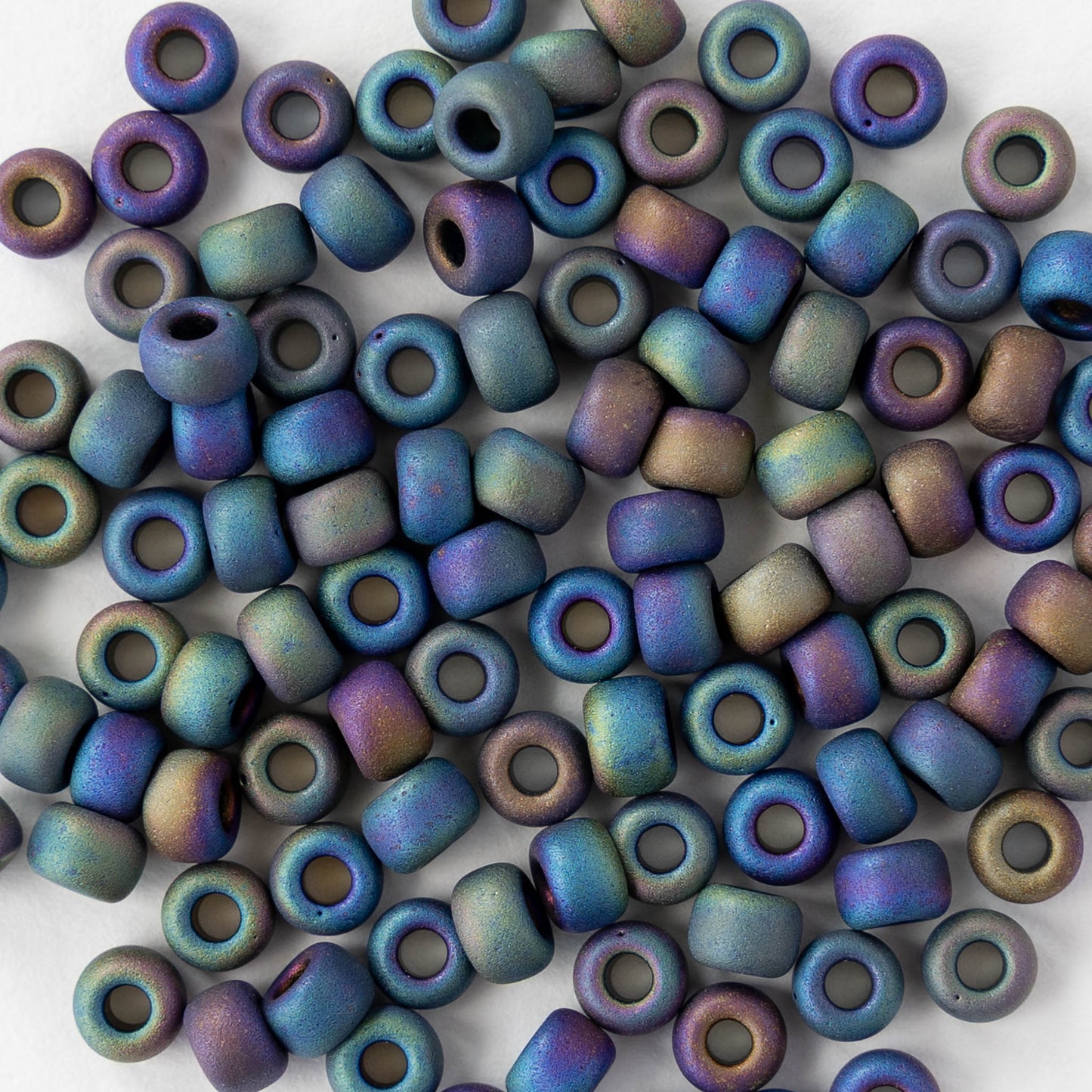 Size 6/0 Glass Seed Beads - Blue Iris Matte - 20 grams ~240 beads