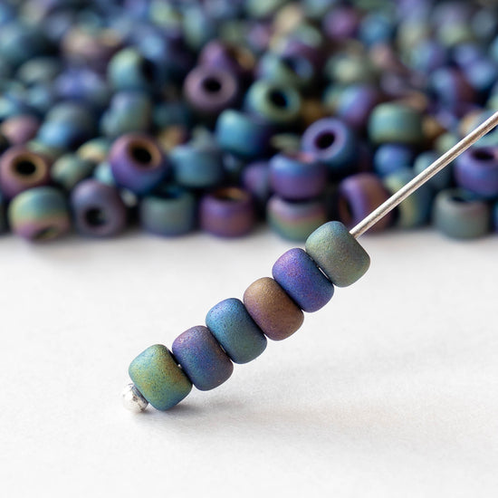 Size 6/0 Glass Seed Beads - Blue Iris Matte - 20 grams ~240 beads