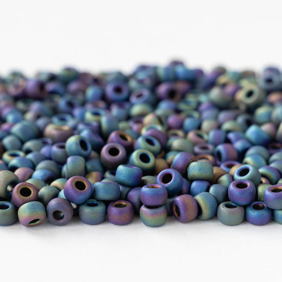Size 6/0 Glass Seed Beads - Blue Iris Matte - 20 grams ~240 beads