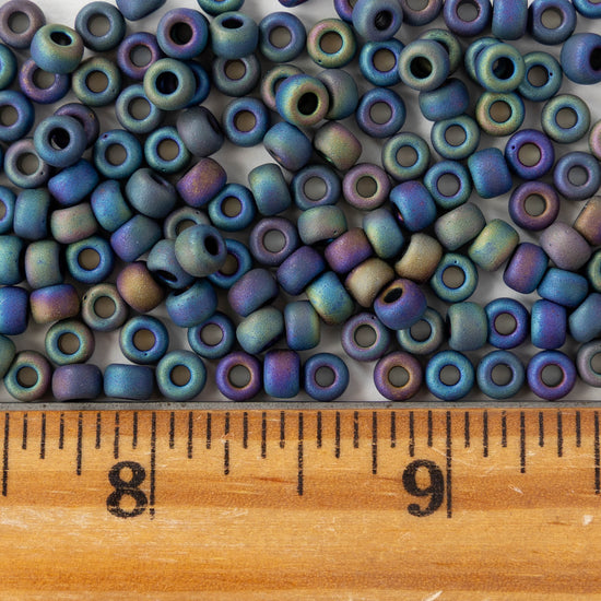 Size 6/0 Glass Seed Beads - Blue Iris Matte - 20 grams ~240 beads