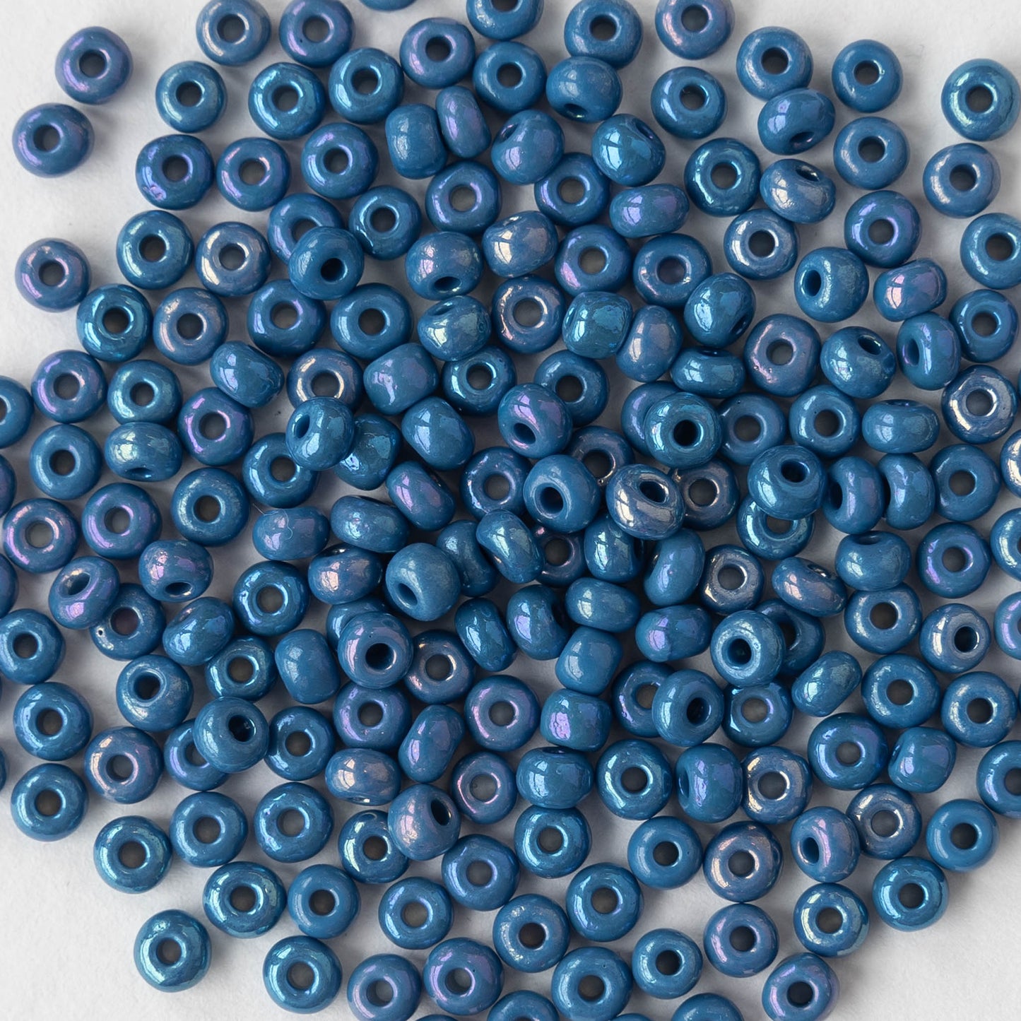 6/0 Seed Beads - Opaque Slate Blue AB - 2 Strands