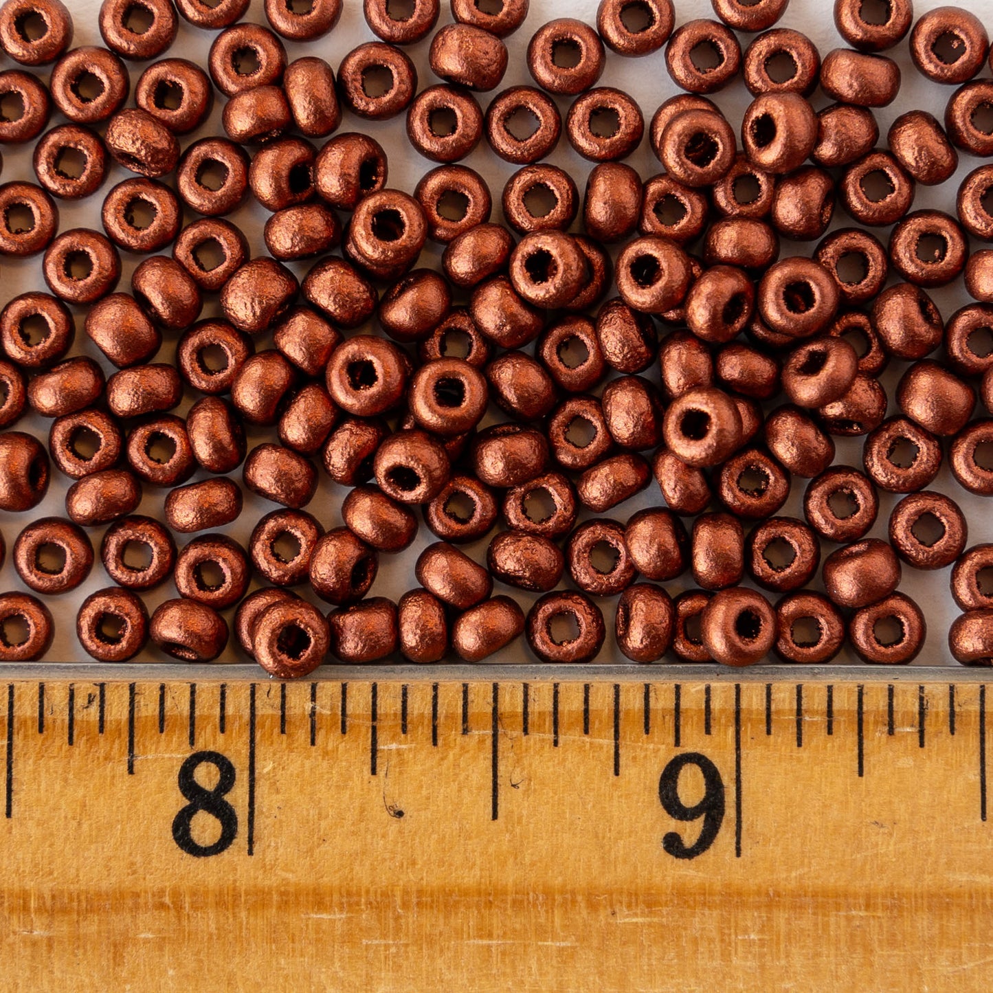 Size 6/0 Glass Seed Beads - Opaque Copper Matte - 10 grams ~180 beads