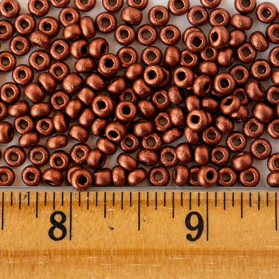 Size 6/0 Glass Seed Beads - Opaque Copper Matte - 10 grams ~180 beads