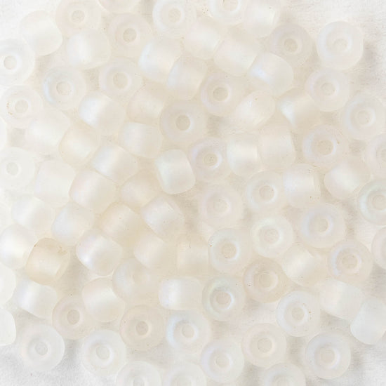 6/0 Glass Seed Beads - Matte Crystal AB - 20 inch strands - 2 or 6 strands