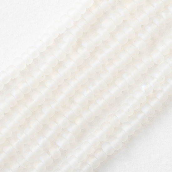 6/0 Glass Seed Beads - Matte Crystal AB - 20 inch strands - 2 or 6 strands