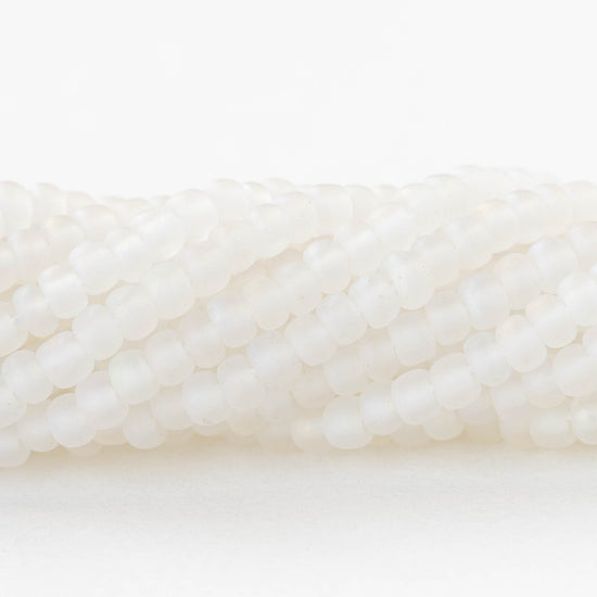 6/0 Glass Seed Beads - Matte Crystal AB - 20 inch strands - 2 or 6 strands