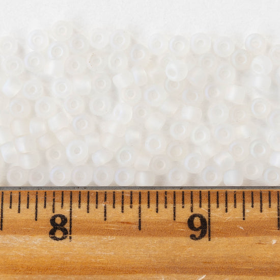 6/0 Glass Seed Beads - Matte Crystal AB - 20 inch strands - 2 or 6 strands