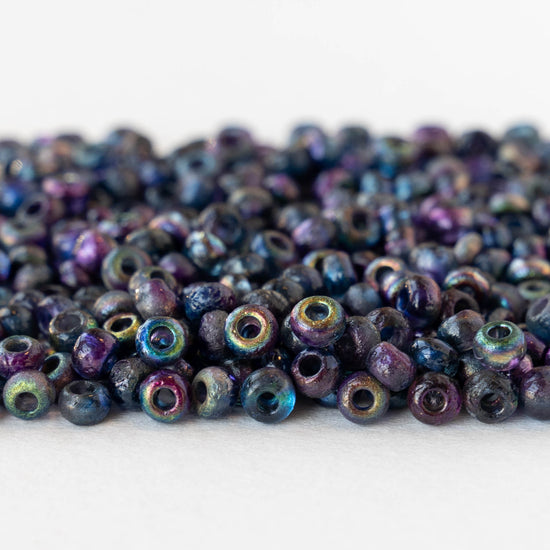 Size 6/0 Glass Seed Beads - Etched Crystal Magic Blue - 10 grams