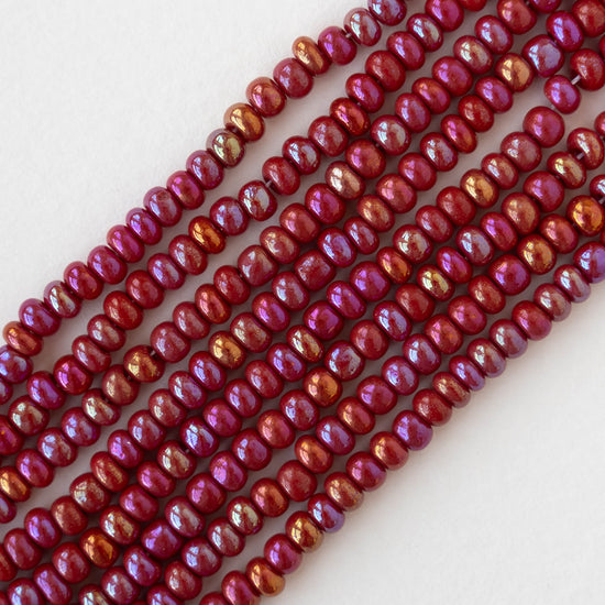 Size 6/0 Glass Seed Beads - Opaque Dark Red Rainbow - 40 inches