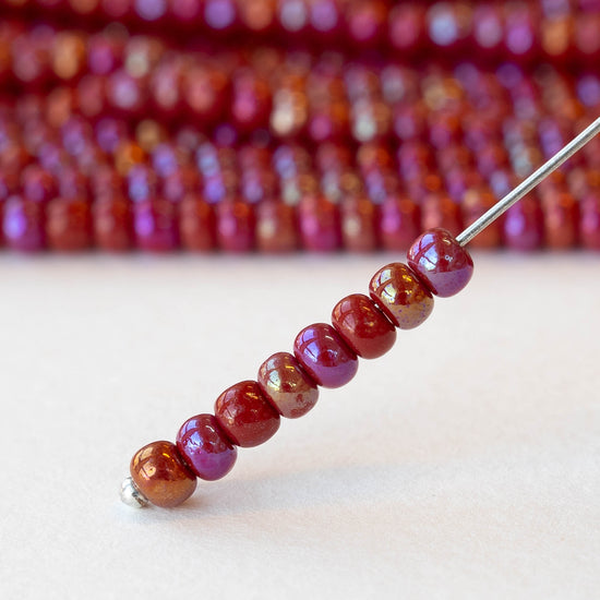 Size 6/0 Glass Seed Beads - Opaque Dark Red Rainbow - 40 inches