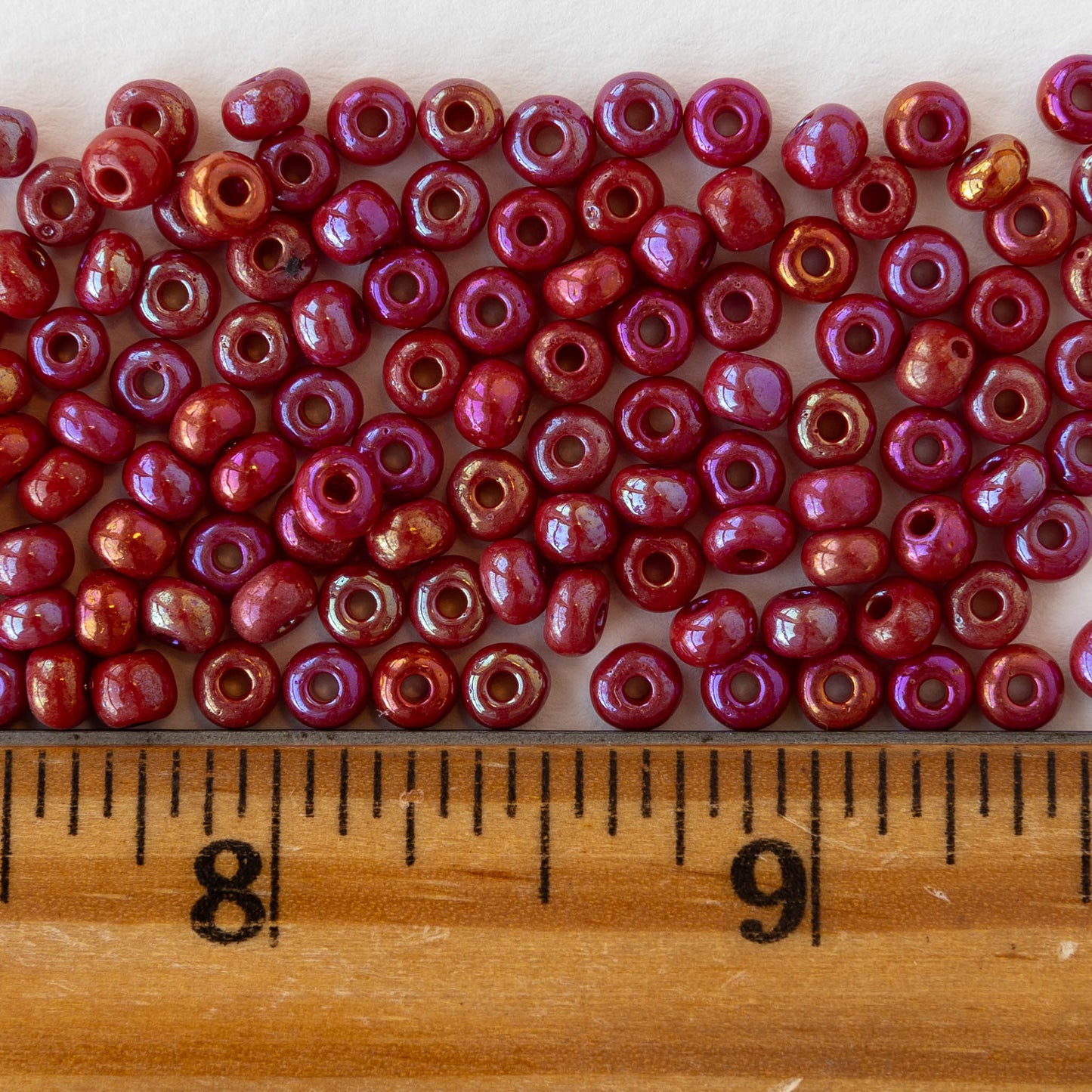 Size 6/0 Glass Seed Beads - Opaque Dark Red Rainbow - 40 inches