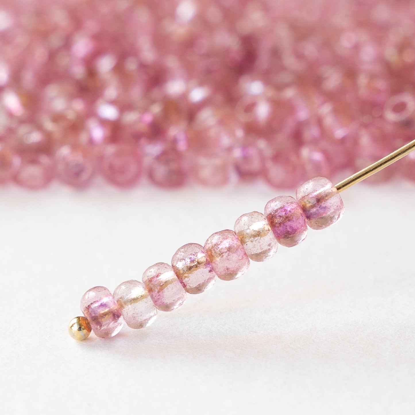 Size 6/0 Glass Seed Beads - Etched Crystal Lila Pink Luster - 10 grams
