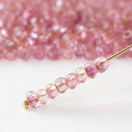 Size 6/0 Glass Seed Beads - Etched Crystal Lila Pink Luster - 10 grams