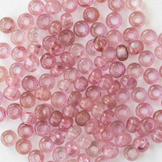 Size 6/0 Glass Seed Beads - Etched Crystal Lila Pink Luster - 10 grams
