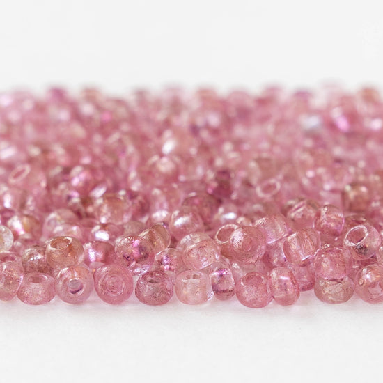 Size 6/0 Glass Seed Beads - Etched Crystal Lila Pink Luster - 10 grams