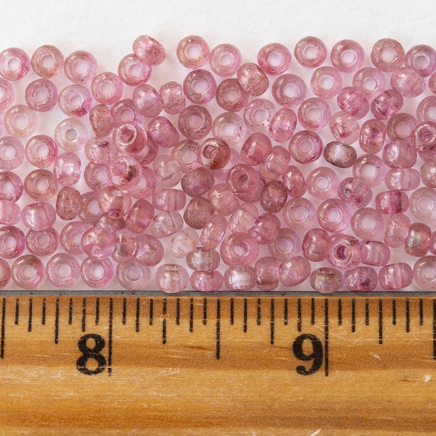 Size 6/0 Glass Seed Beads - Etched Crystal Lila Pink Luster - 10 grams