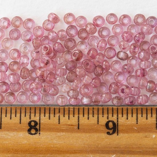 Size 6/0 Glass Seed Beads - Etched Crystal Lila Pink Luster - 10 grams
