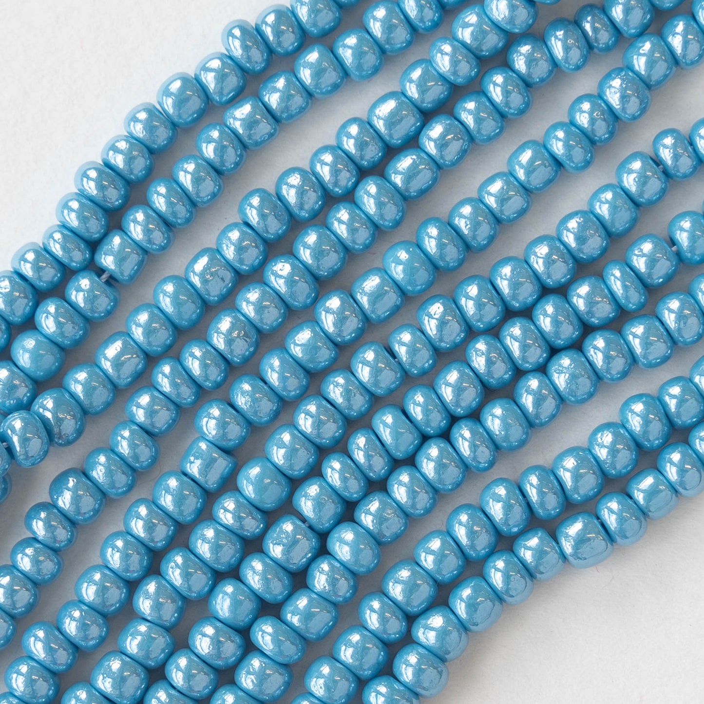 6/0 Seed Beads - Blue Aqua Luster - 2 Strands