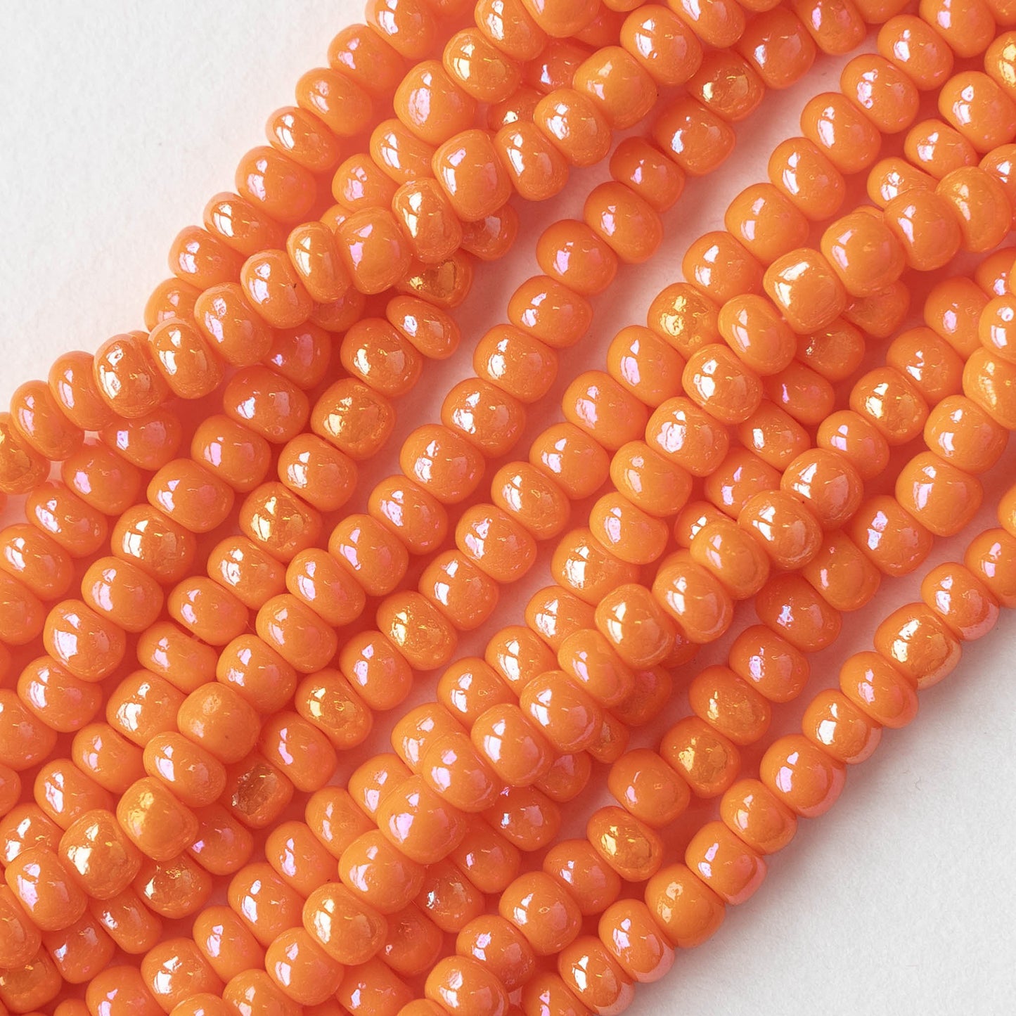 6/0 Seed Beads - Opaque Orange Luster AB - 2 Strands