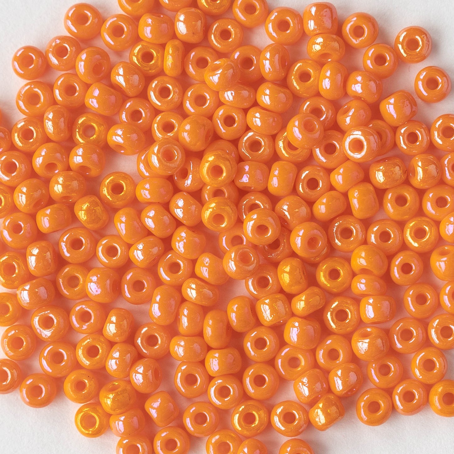 6/0 Seed Beads - Opaque Orange Luster AB - 2 Strands