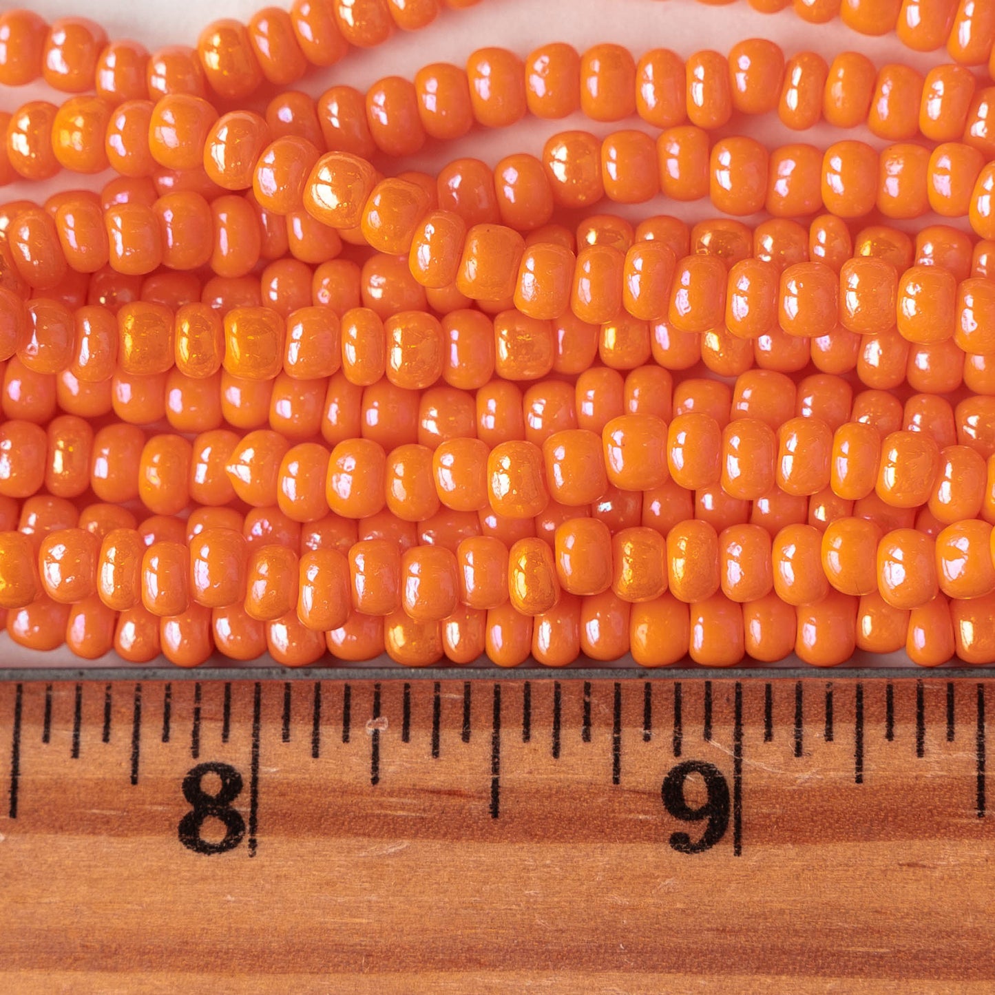 6/0 Seed Beads - Opaque Orange Luster AB - 2 Strands