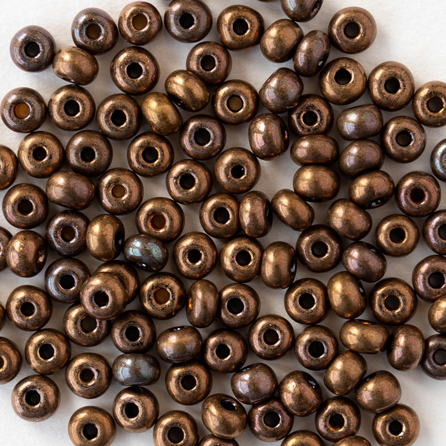 6/0 Glass Seed Beads - Opaque Copper Metallic - 20 inch strands - 1 or 3 strands