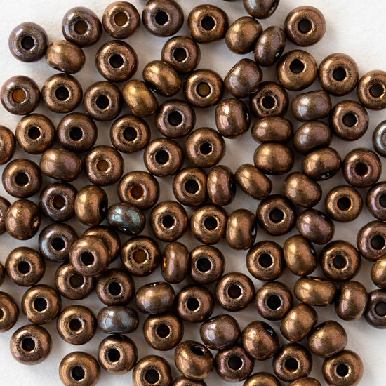 6/0 Glass Seed Beads - Opaque Copper Metallic - 20 inch strands - 1 or 3 strands