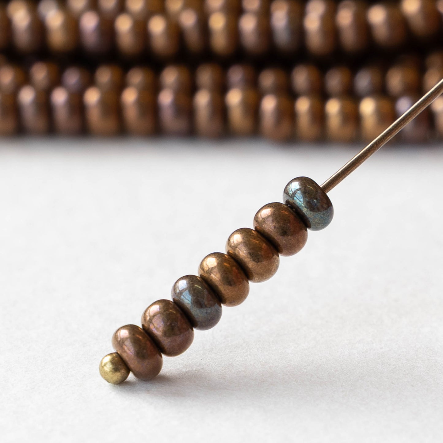 6/0 Glass Seed Beads - Opaque Copper Metallic - 20 inch strands - 1 or 3 strands