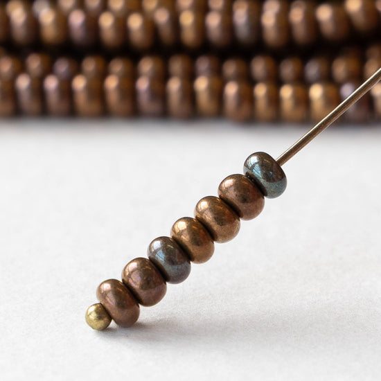 6/0 Glass Seed Beads - Opaque Copper Metallic - 20 inch strands - 1 or 3 strands