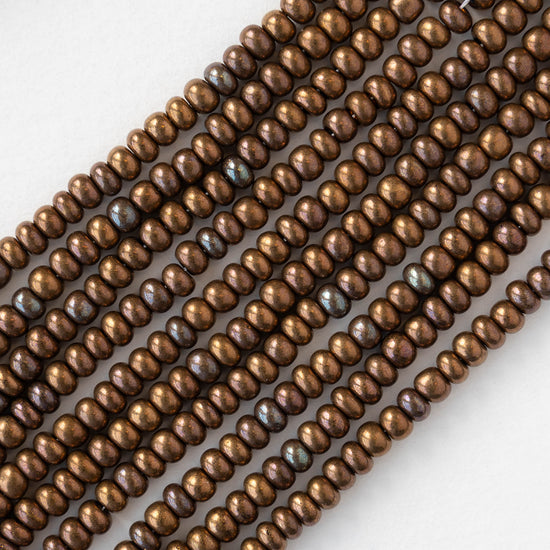 6/0 Glass Seed Beads - Opaque Copper Metallic - 20 inch strands - 1 or 3 strands