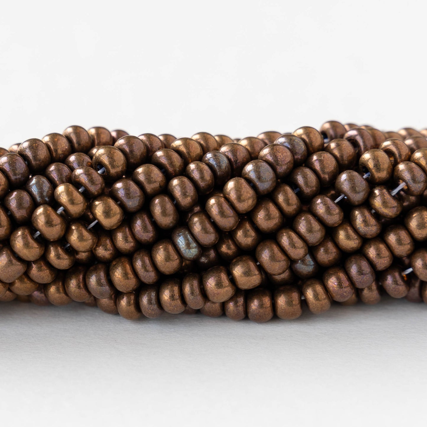 6/0 Glass Seed Beads - Opaque Copper Metallic - 20 inch strands - 1 or 3 strands