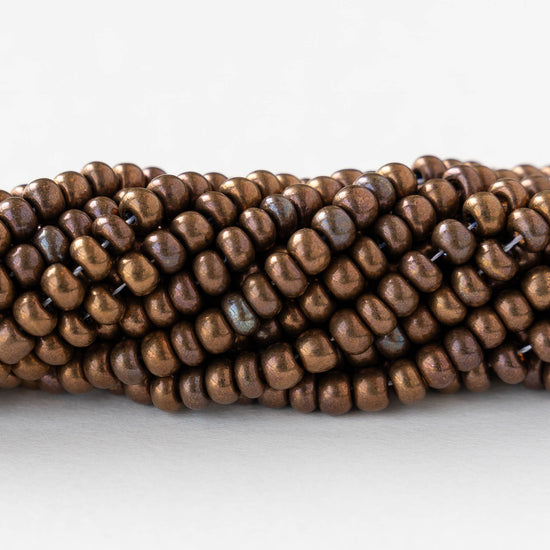 6/0 Glass Seed Beads - Opaque Copper Metallic - 20 inch strands - 1 or 3 strands