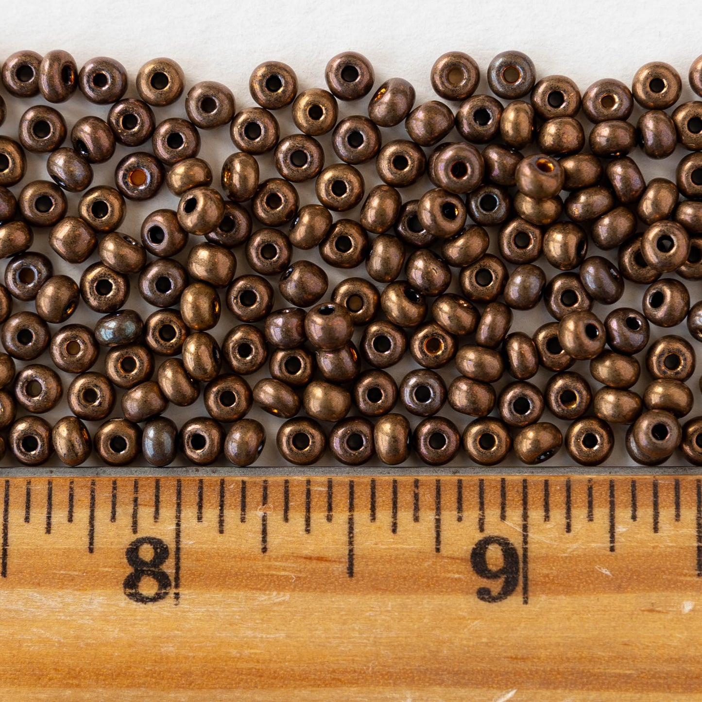 6/0 Glass Seed Beads - Opaque Copper Metallic - 20 inch strands - 1 or 3 strands