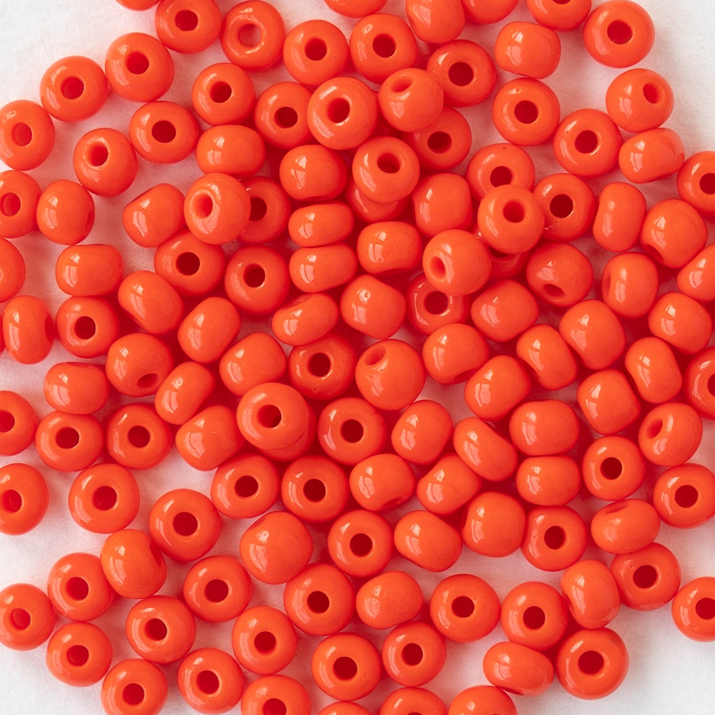 6/0 Glass Seed Beads - Opaque Dark Orange - 20 inch strands - 2 or 6 strands
