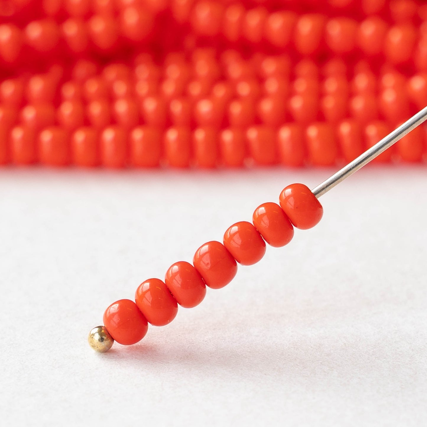 6/0 Glass Seed Beads - Opaque Dark Orange - 20 inch strands - 2 or 6 strands
