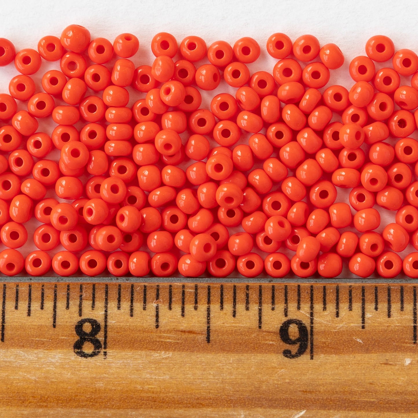 6/0 Glass Seed Beads - Opaque Dark Orange - 20 inch strands - 2 or 6 strands