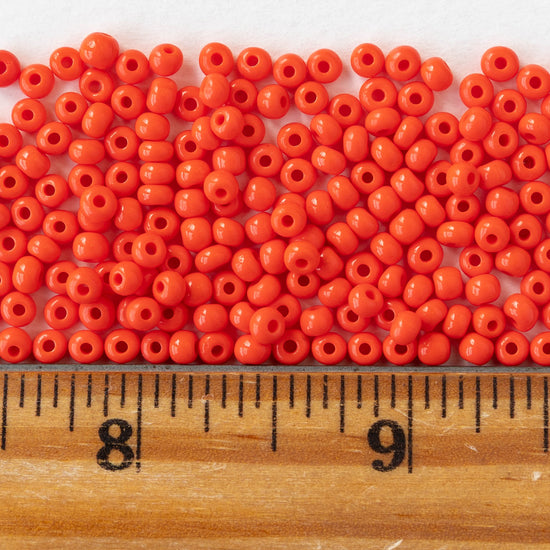 6/0 Glass Seed Beads - Opaque Dark Orange - 20 inch strands - 2 or 6 strands